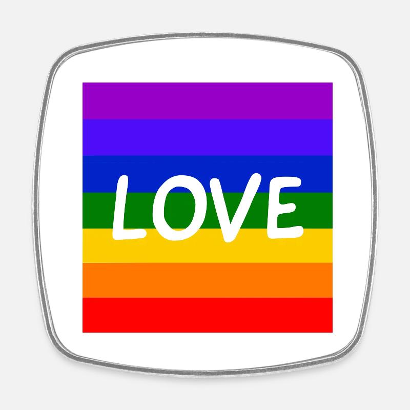 Liebe Regenbogen - Viereckiger Kühlschrankmagnet - Weiß
