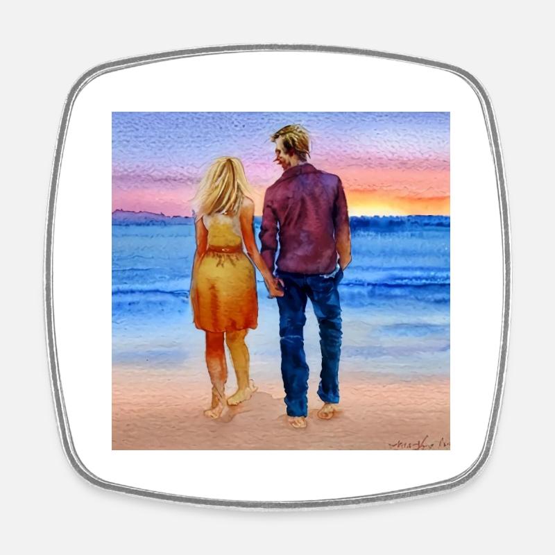 Beach Bliss - Square fridge magnet - white