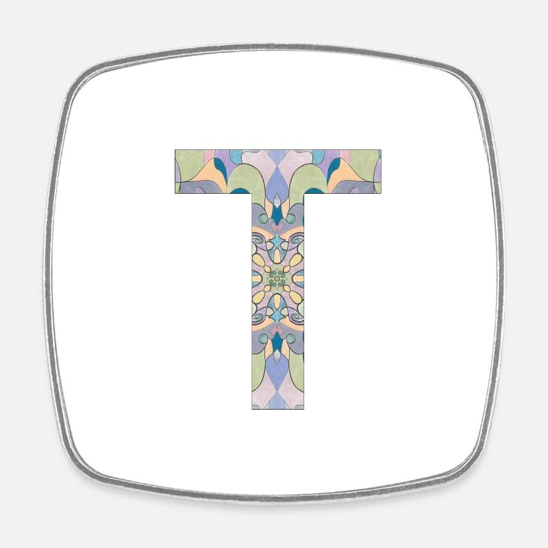 Letter T in mandala - Square fridge magnet - white