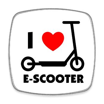 E-Scooter E-Roller Scooter - Viereckiger Kühlschrankmagnet - Weiß - Vorne