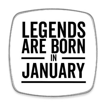 Legends Are Born in January - Square fridge magnet - white - Front