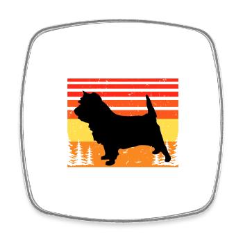 Cairn Terrier Hundeliebhaber Silhouette Vintage Sonnenuntergang - Viereckiger Kühlschrankmagnet - Weiß - Vorne