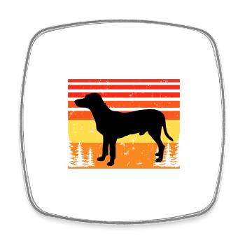 Chien Francais Blanc Et Noir Dog Silhouette Retro - Square fridge magnet - white - Front