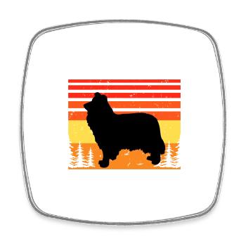 Collie Rough Dog Lover Silhouette Vintage Sunset - Magnet carré - blanc - Devant