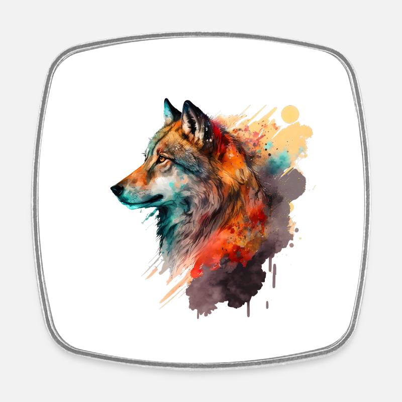 Wolf - Viereckiger Kühlschrankmagnet - Weiß