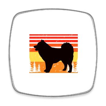 elou Dog Silhouette Vintage Sonnenuntergang für Hundeliebhaber - Viereckiger Kühlschrankmagnet - Weiß - Vorne