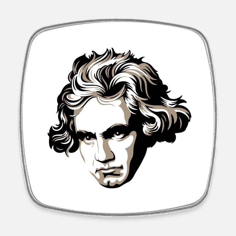 Ludwig van Beethoven - Viereckiger Kühlschrankmagnet - Weiß