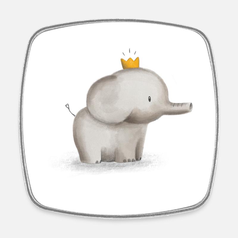 Petit éléphant mignon - Magnet carré - blanc