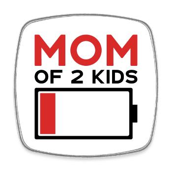 MOM OF 2 KIDS - Viereckiger Kühlschrankmagnet - Weiß - Vorne