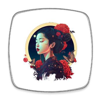 Geisha - Viereckiger Kühlschrankmagnet - Weiß - Vorne