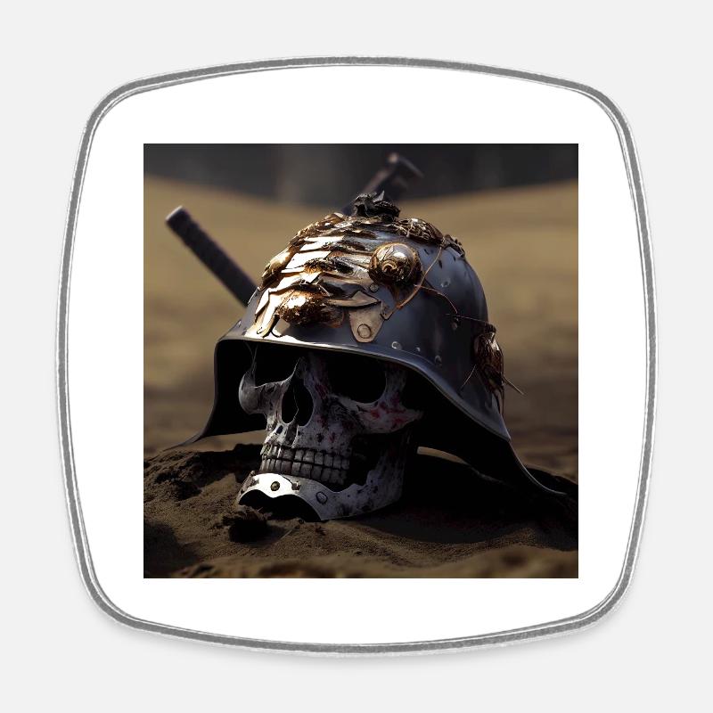 Samouraï Melty Skull - Magnet carré - blanc