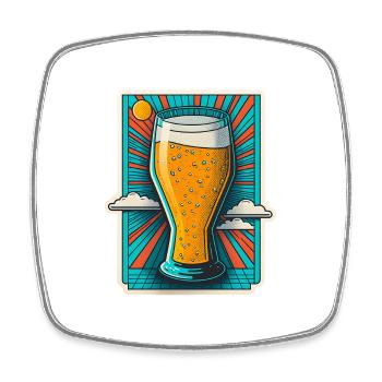 Bier Illustration - Viereckiger Kühlschrankmagnet - Weiß - Vorne