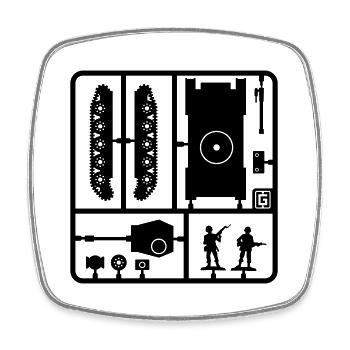 Toy Soldiers and Tank - Square fridge magnet - white - Front