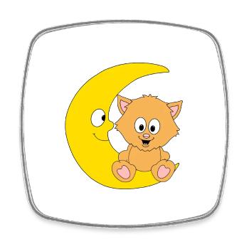 KATZE - MOND - KATER - TIER - TIERISCH - Viereckiger Kühlschrankmagnet - Weiß - Vorne