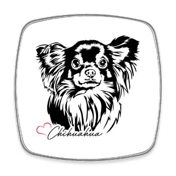 Langhaar Chihuahua Hundeportrait Hunde Wilsigns - Viereckiger Kühlschrankmagnet - Weiß - Vorne