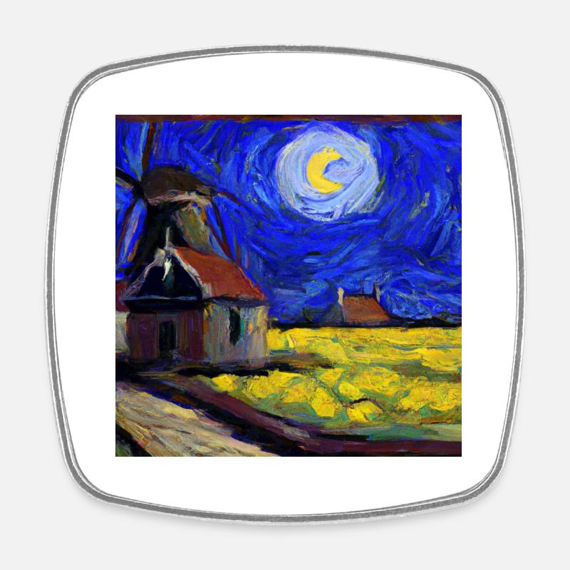 Digitale Kunst eines Van Gough-Gemäldes - Viereckiger Kühlschrankmagnet - Weiß