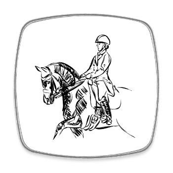 horse and rider - Square fridge magnet - white - Front