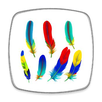 Plumes de perroquet - Magnet carré - blanc - Devant