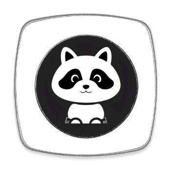 Ratons laveurs Mignon Dessin animé Raton laveur 24 - Magnet carré - blanc - Devant