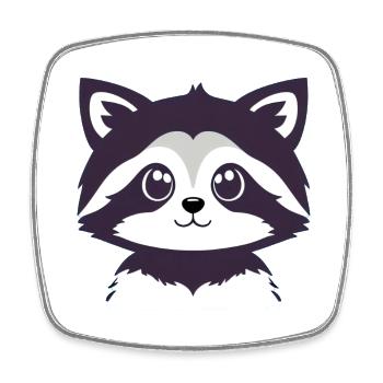 Raccoons Cute Cartoon Raccoon 28 - Square fridge magnet - white - Front