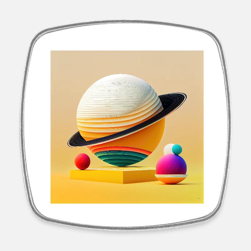 Colonisation de Saturne - Magnet carré - blanc