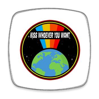 Rainbow Kiss Grafik - Viereckiger Kühlschrankmagnet - Weiß - Vorne