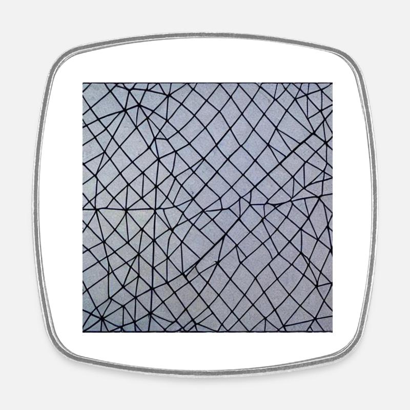 Abstrakte Kunst Gitternetz - Viereckiger Kühlschrankmagnet - Weiß
