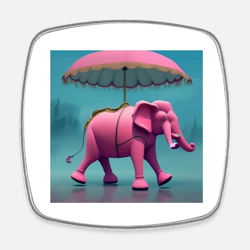 help_for_elephants_07 - Viereckiger Kühlschrankmagnet - Weiß