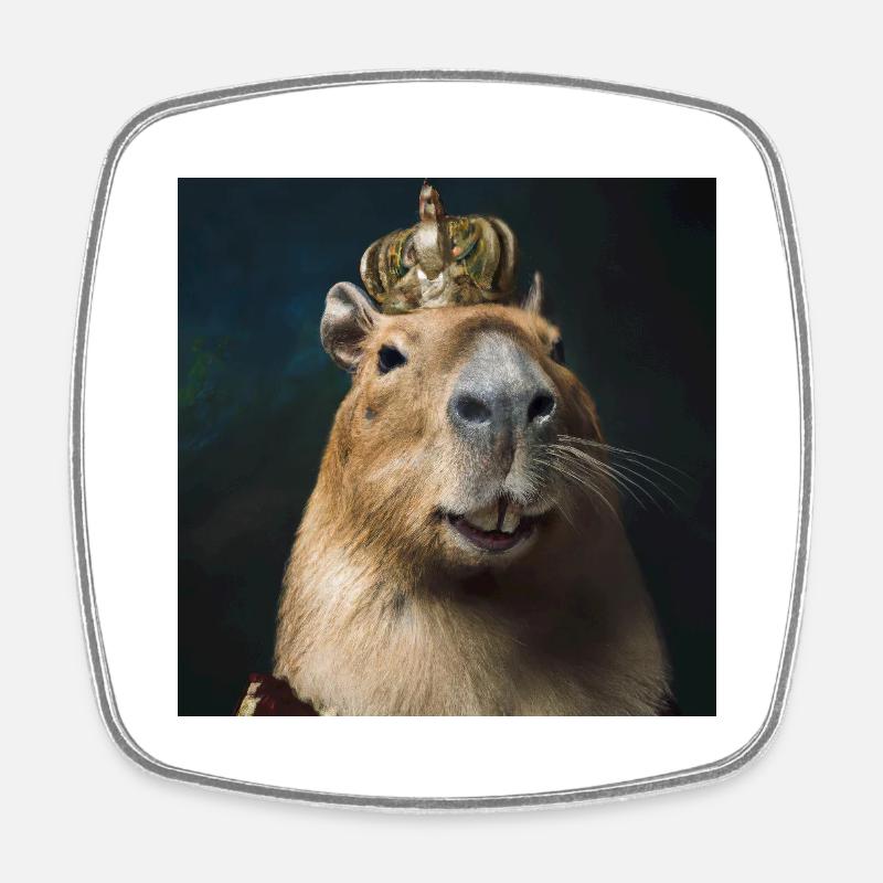 Capybara mit Krone - Viereckiger Kühlschrankmagnet - Weiß