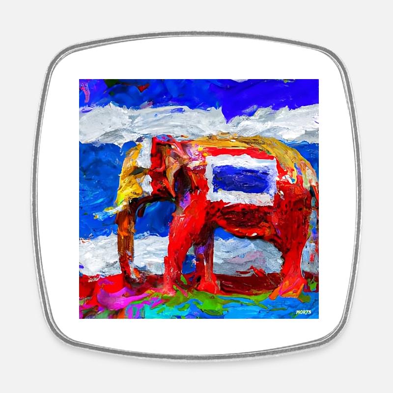 help_for_elephants_14 - Viereckiger Kühlschrankmagnet - Weiß