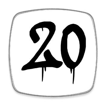 20 graffiti - Square fridge magnet - white - Front