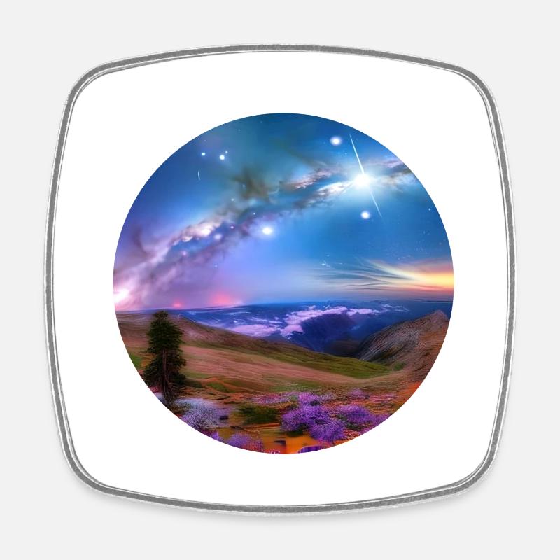 Galaxy Digital Art - Square fridge magnet - white