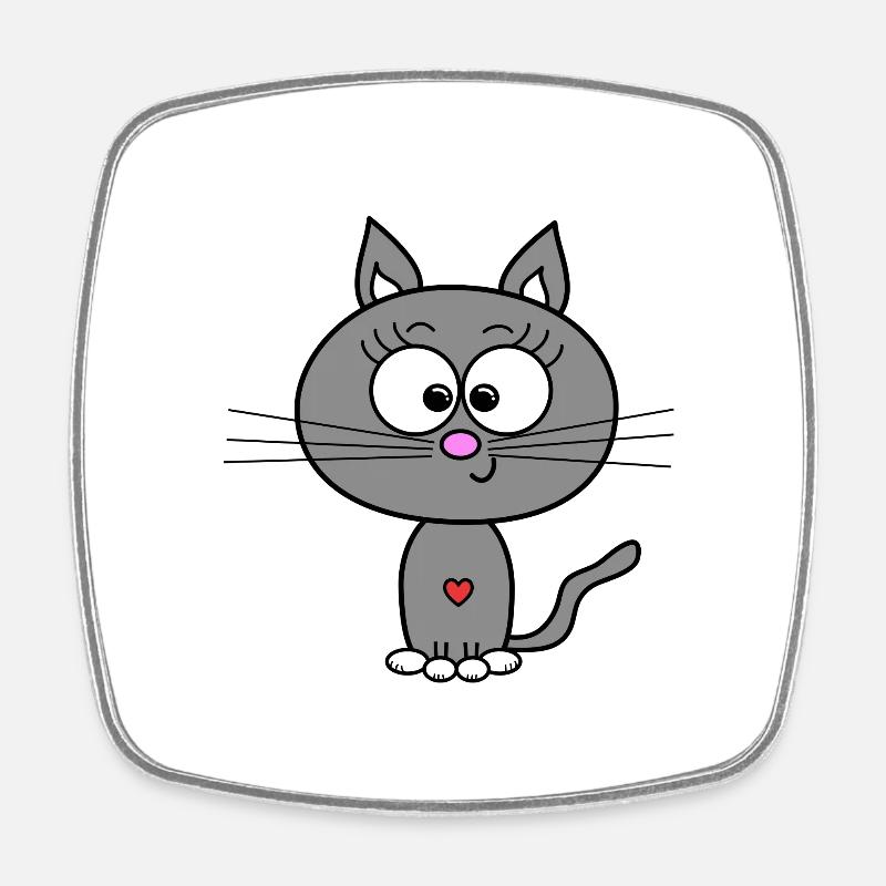 Cat Grey - Square fridge magnet - white