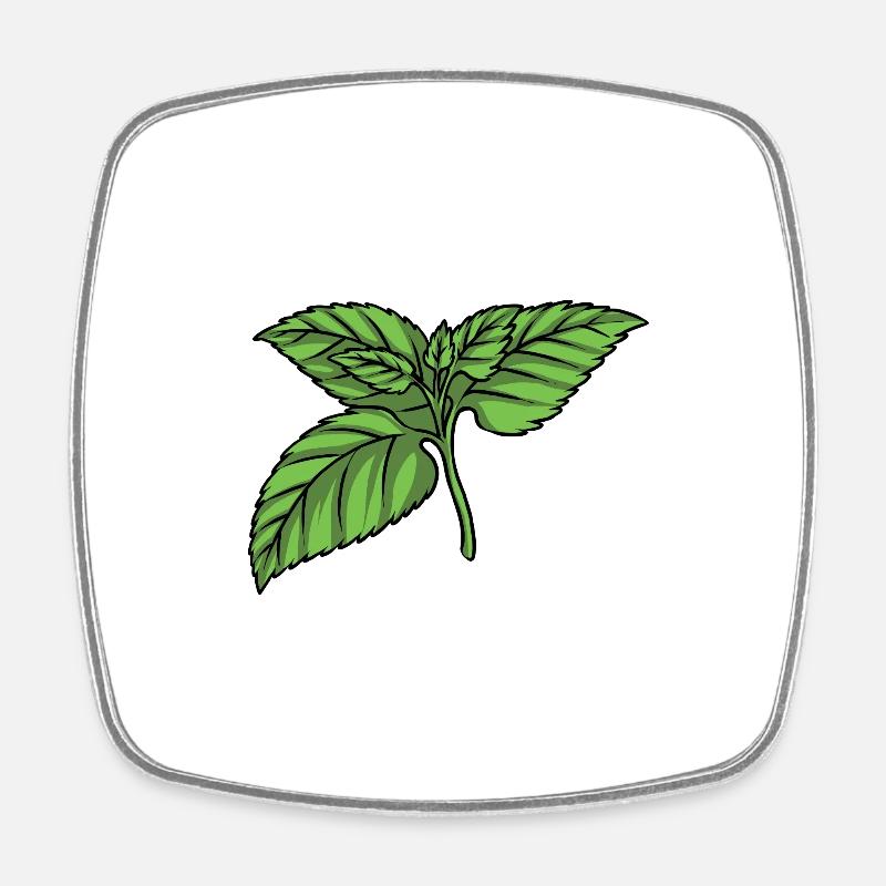 Menthe Feuille de menthe - Magnet carré - blanc