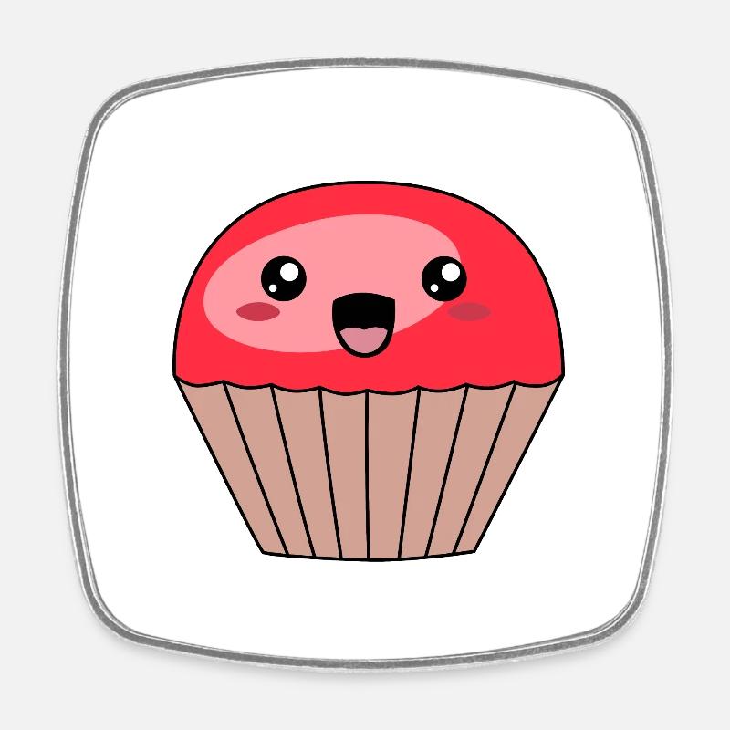 sweet red muffin - Square fridge magnet - white