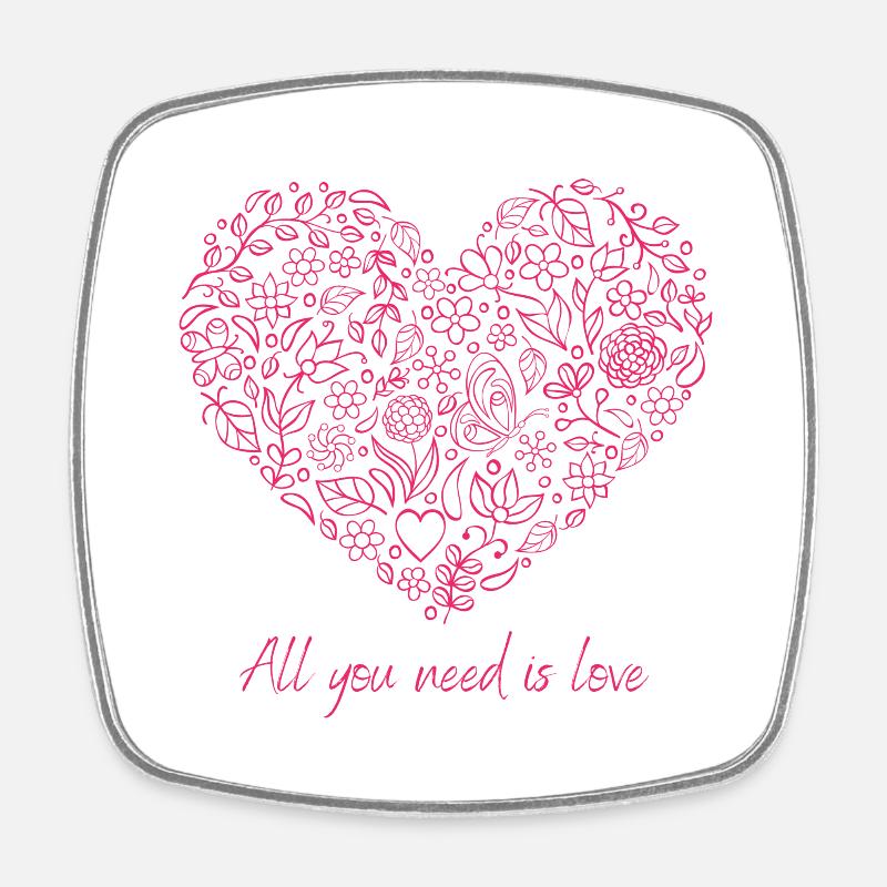 All you need is love - Square fridge magnet - white
