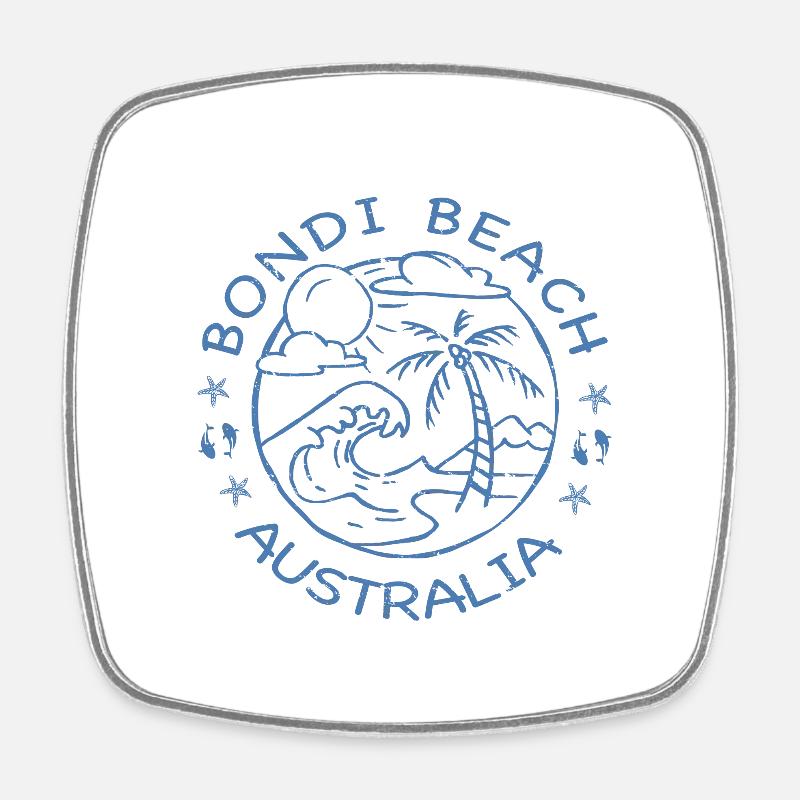 BONDI BEACH AUSTRALIA - Square fridge magnet - white