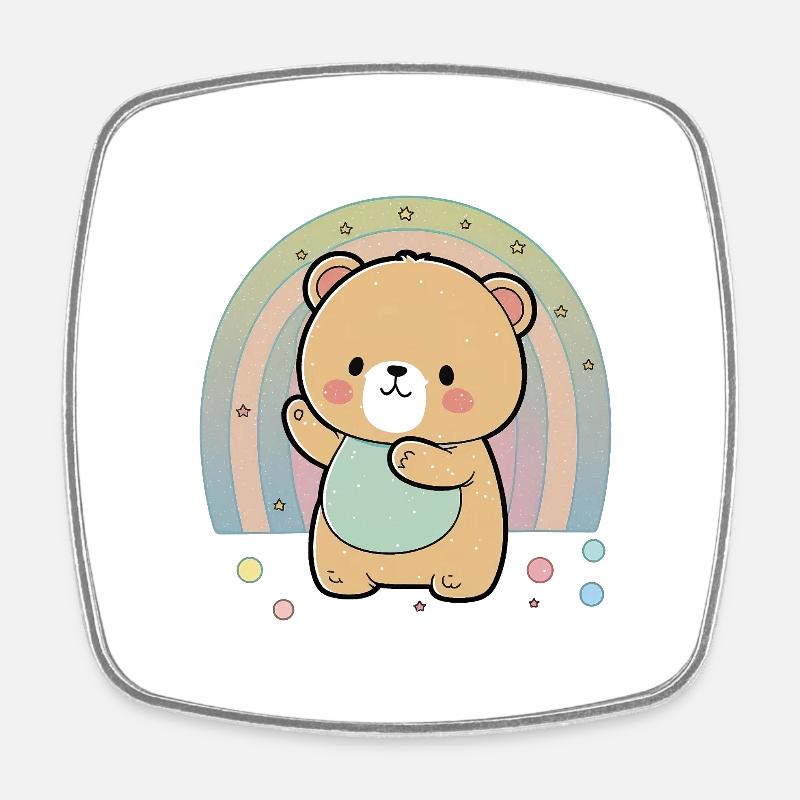 Mignon petit ourson - Magnet carré - blanc
