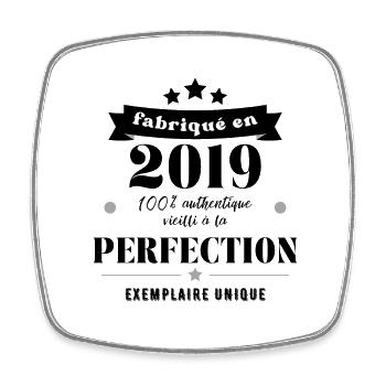 fabriqué en 2019 - Magnet carré - blanc - Devant