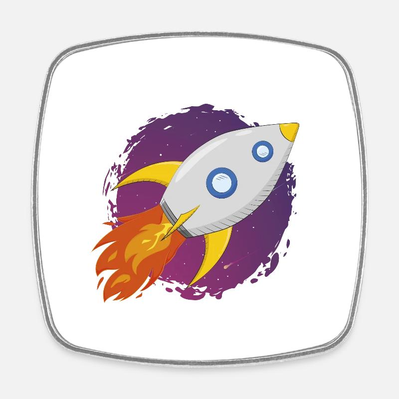 Space rocket - Square fridge magnet - white