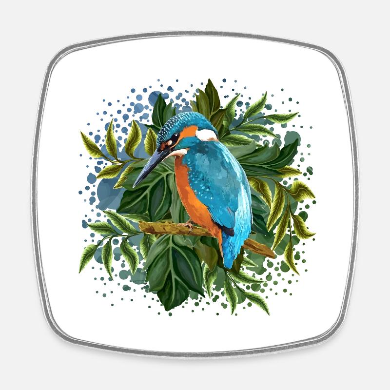 Oiseau coloré - Magnet carré - blanc