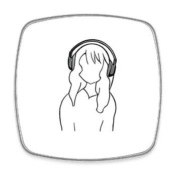 Anime Manga Girl Headphones Listen to Music - Square fridge magnet - white - Front