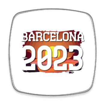Barcelona 2023 - Viereckiger Kühlschrankmagnet - Weiß - Vorne