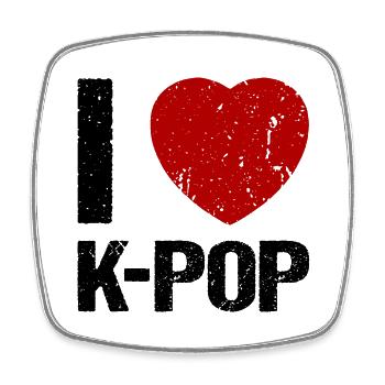 J’adore K-Pop Music Heart - Magnet carré - blanc - Devant
