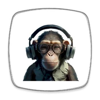 Maki the music lover monkey - Square fridge magnet - white - Front