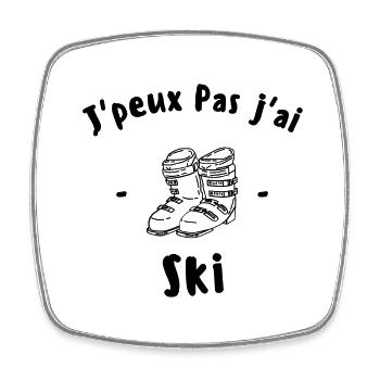 J'peux pas j'ai ski - Magnet carré - blanc - Devant