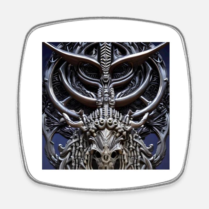 Minotaurus_Giger style - Magnet carré - blanc