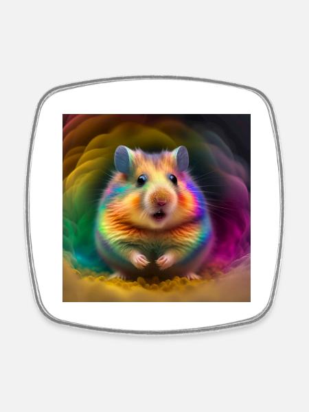 Farbiger Hamster, einzigartiges Design - Viereckiger Kühlschrankmagnet - Weiß