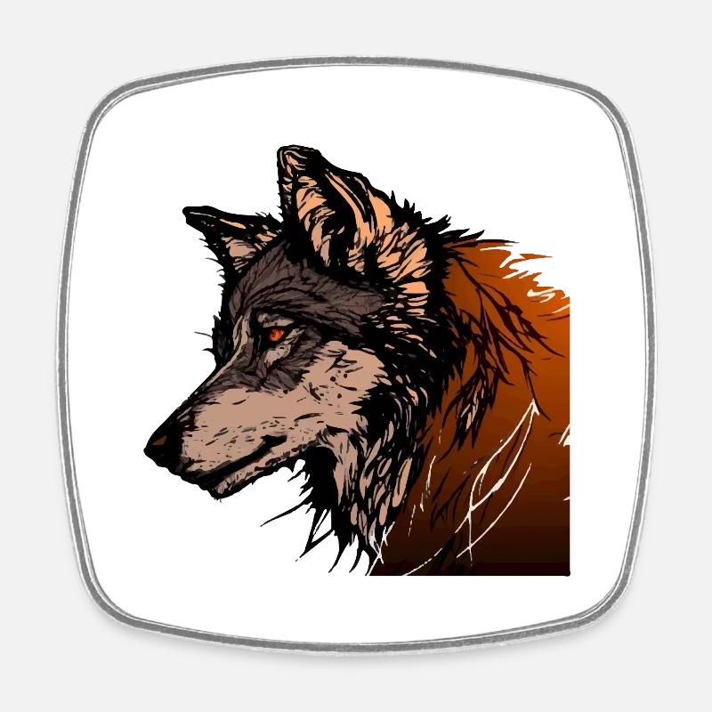 Le loup - Magnet carré - blanc