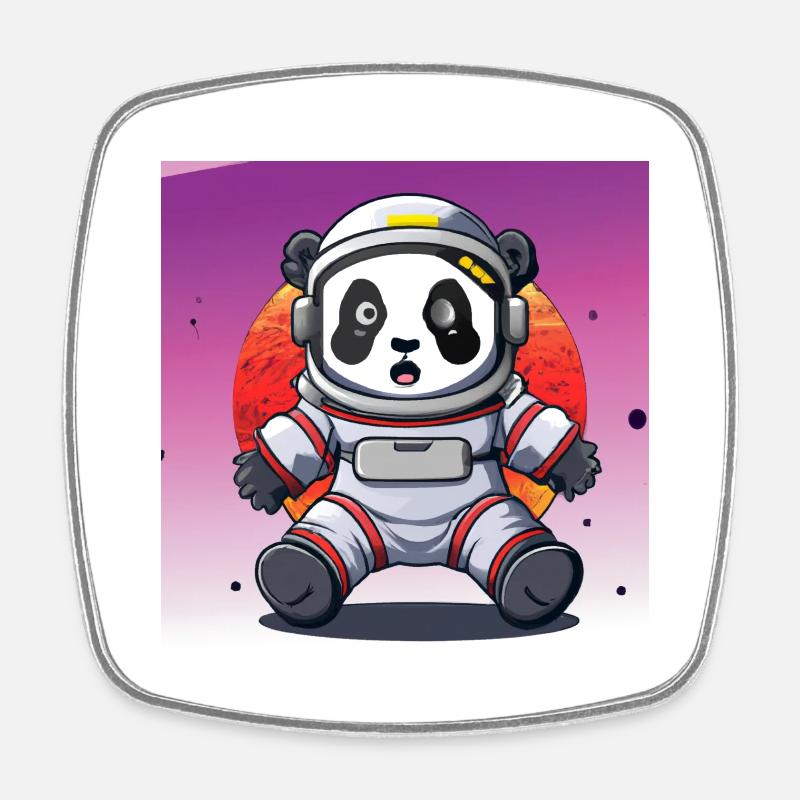 Panda Astronaute - Magnet carré - blanc